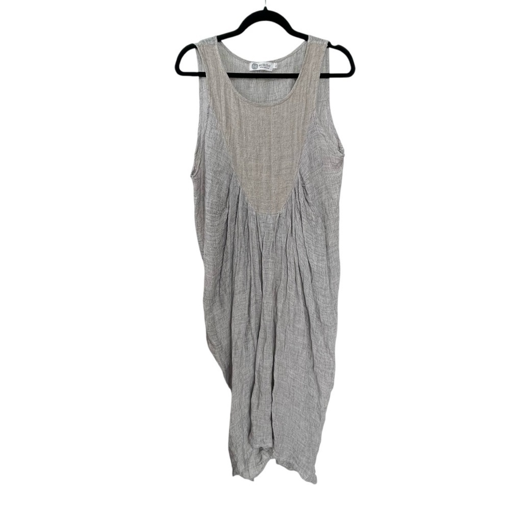 ECLECTIA Linen Sleeveless Midi Maxi Dress
Made In Greece Tan L